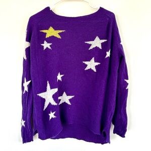 Amusé Paris Purple & White Star Cashmere Sweater - Oversized, Round Neck